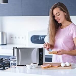 Elite Gourmet ECT-3100 Long Slot 4 Slice Toaster, Reheat, 6 Toast
