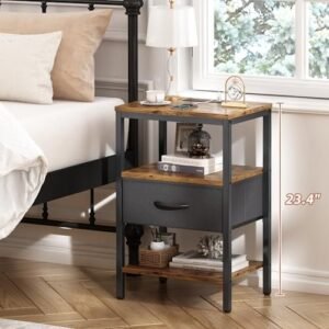SUPERJARE Nightstand with Charging Station