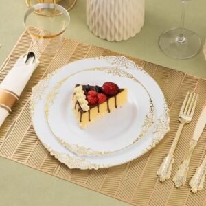 350PCS Gold Plastic Plates for 50 Guests